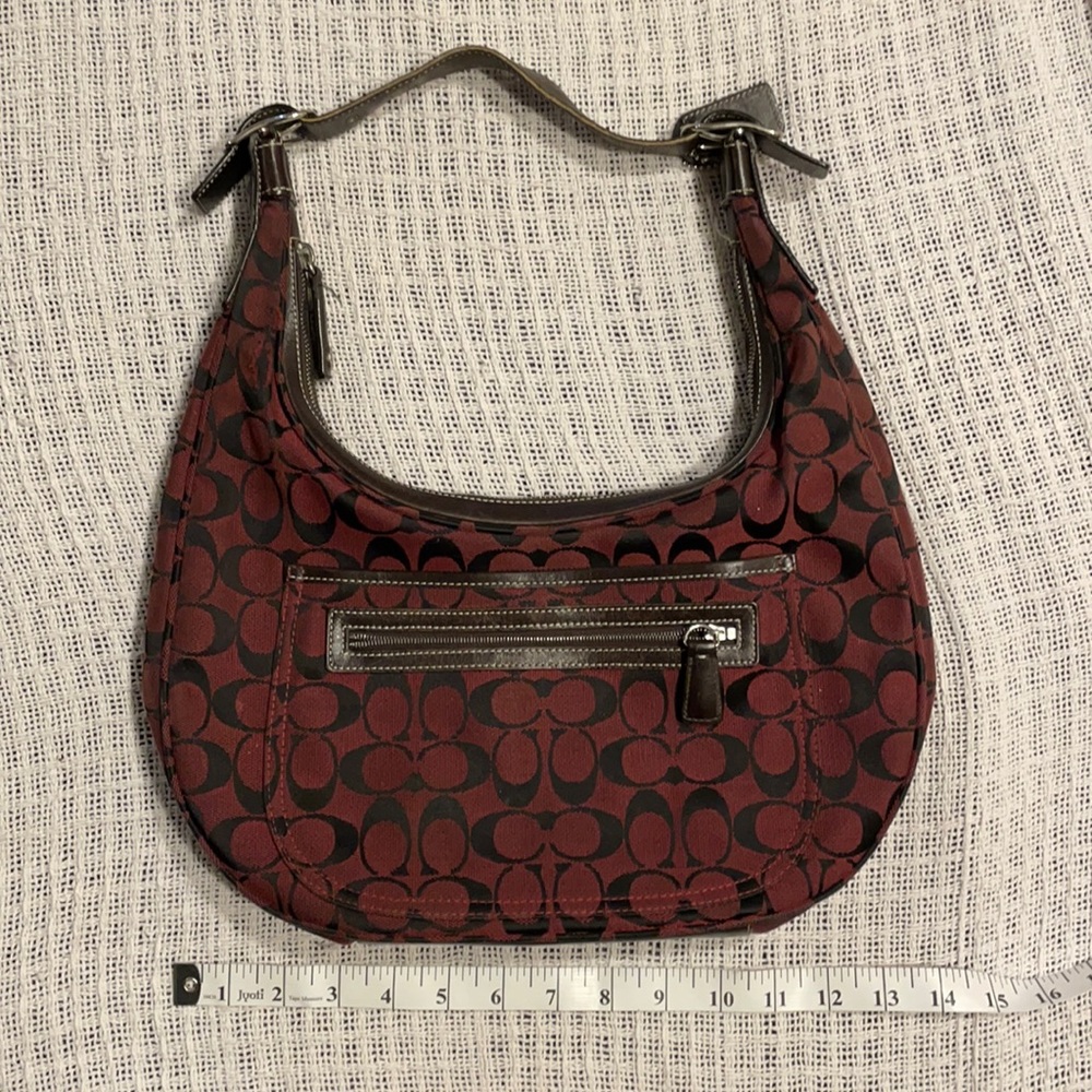 Maroon and Black Coach Bag